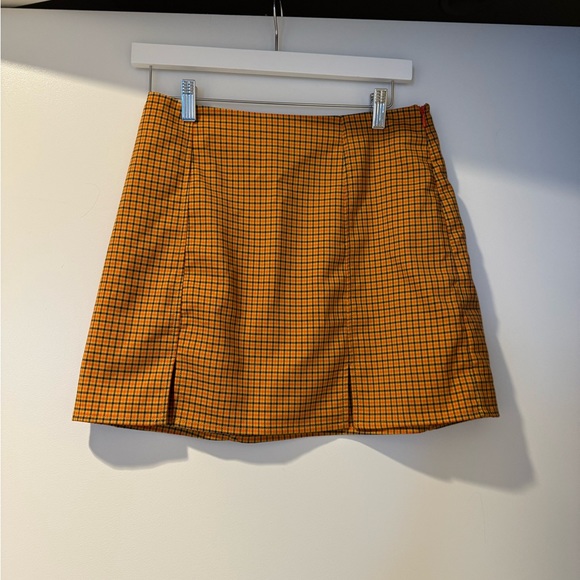 Urban Outfitters Orange Plaid Fitted Skirt - Picture 2 of 6